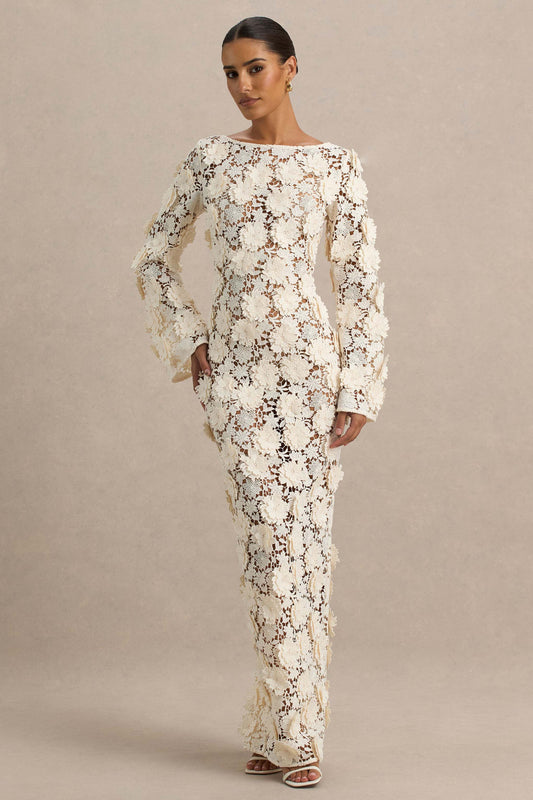 Viper | Cream Lace Long-Sleeve Maxi Dress