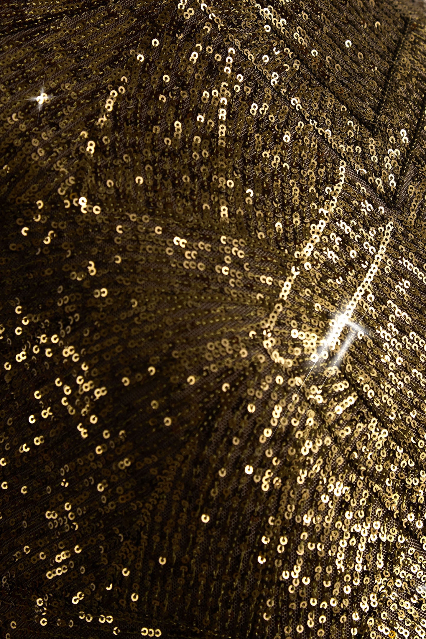 Cecy | Khaki Sequin High-Neck Maxi Dress With Cap Sleeves