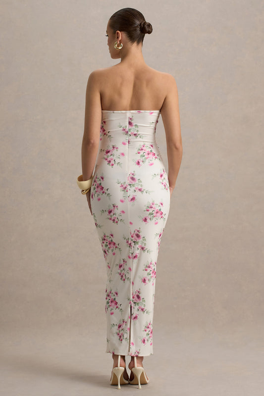 Juniper | Cream Floral Strapless Maternity Maxi Dress