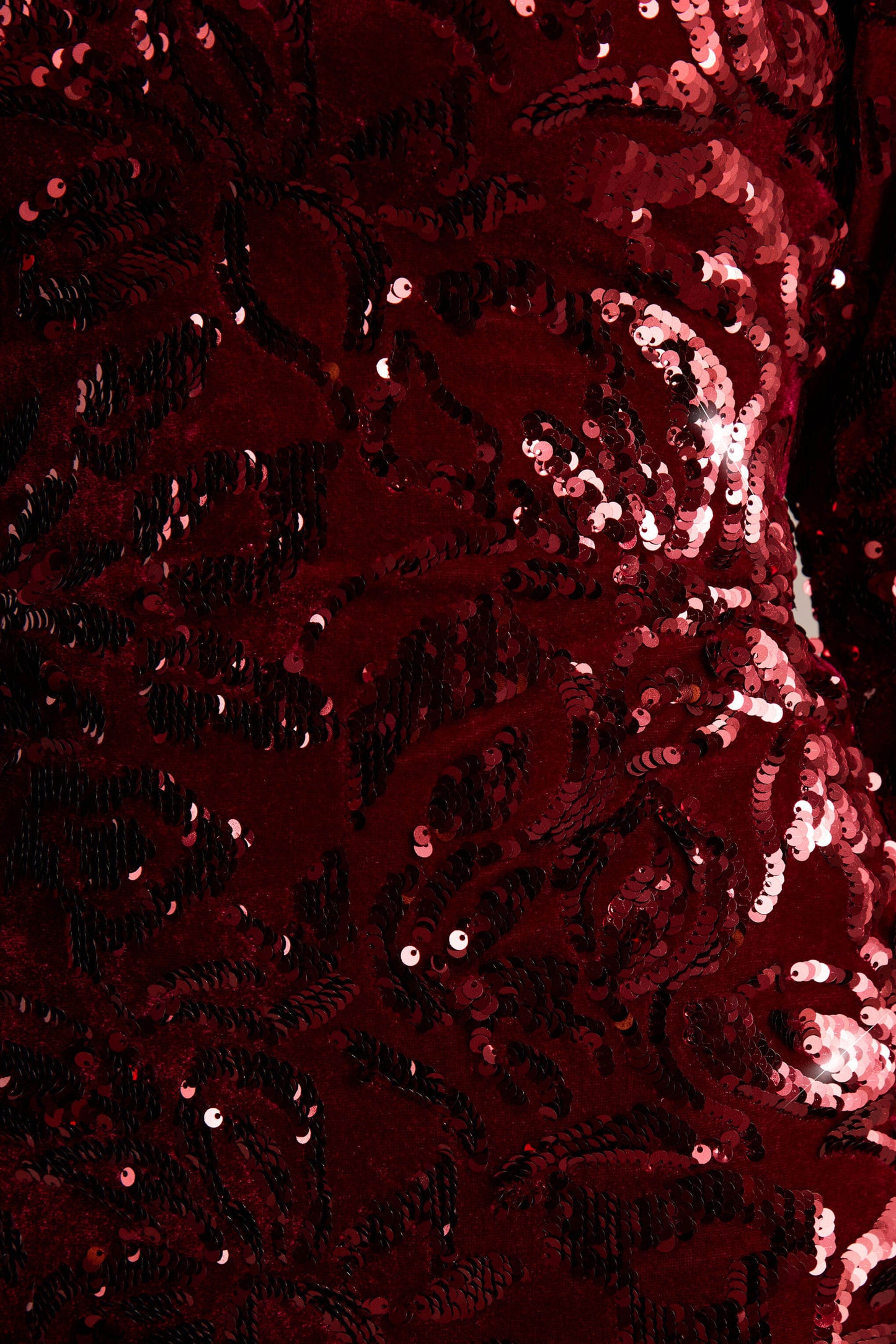 Ritz | Burgundy Sequin Plunge-Neck Mini Dress With Long Sleeves