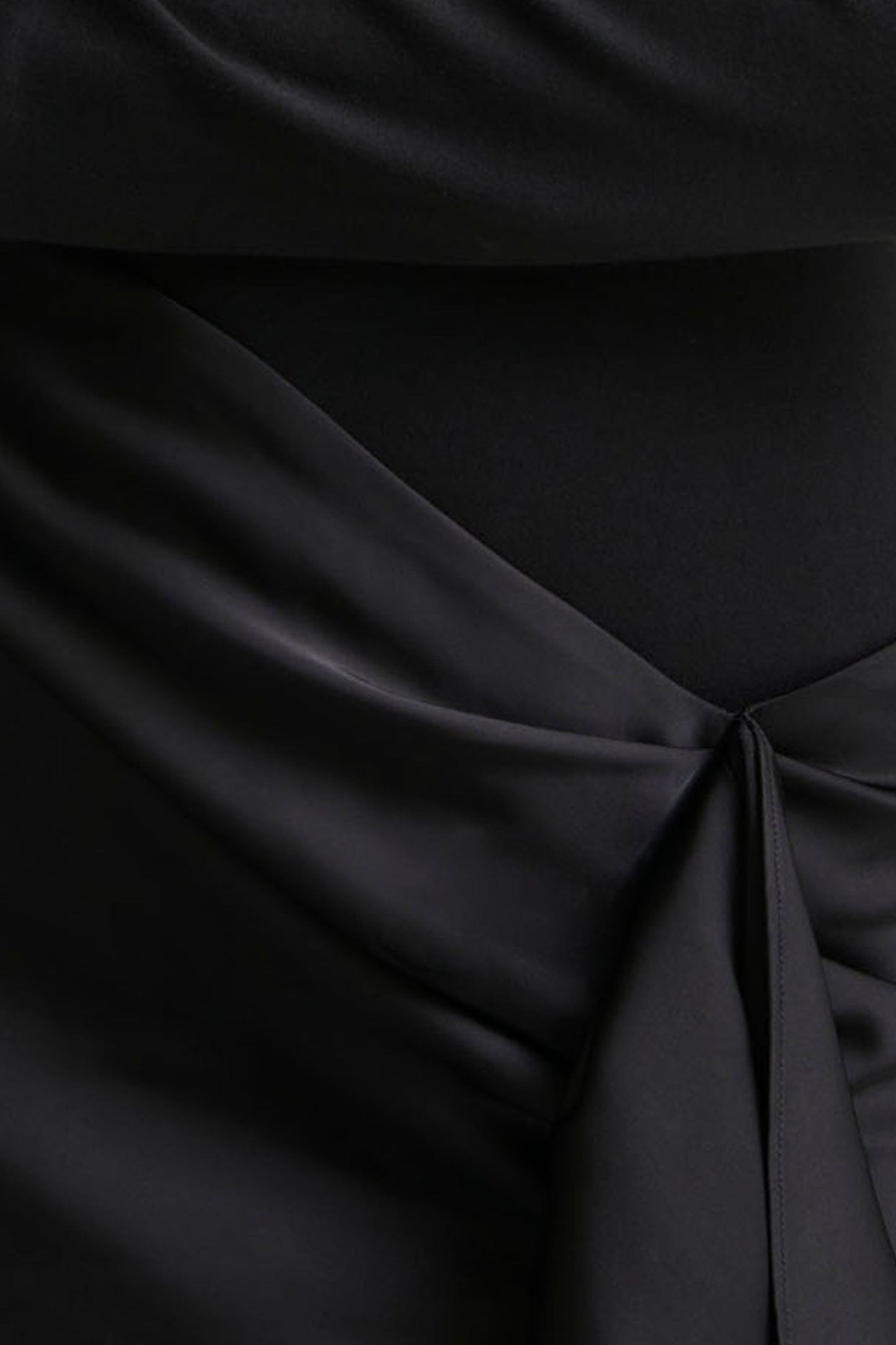 Starred | Black High-Neck Maxi Dress With Satin Wrap-Skirt And Embellished Cuffs