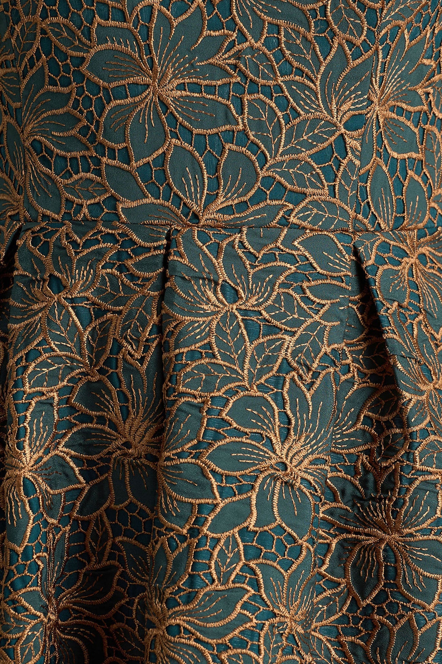 Loretta | Dark Green And Rust Embroidered Bandeau Midi Dress