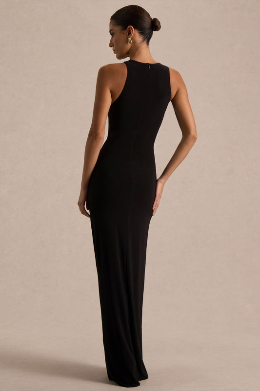 Opaline | Black Crew-Neck Maxi Dress