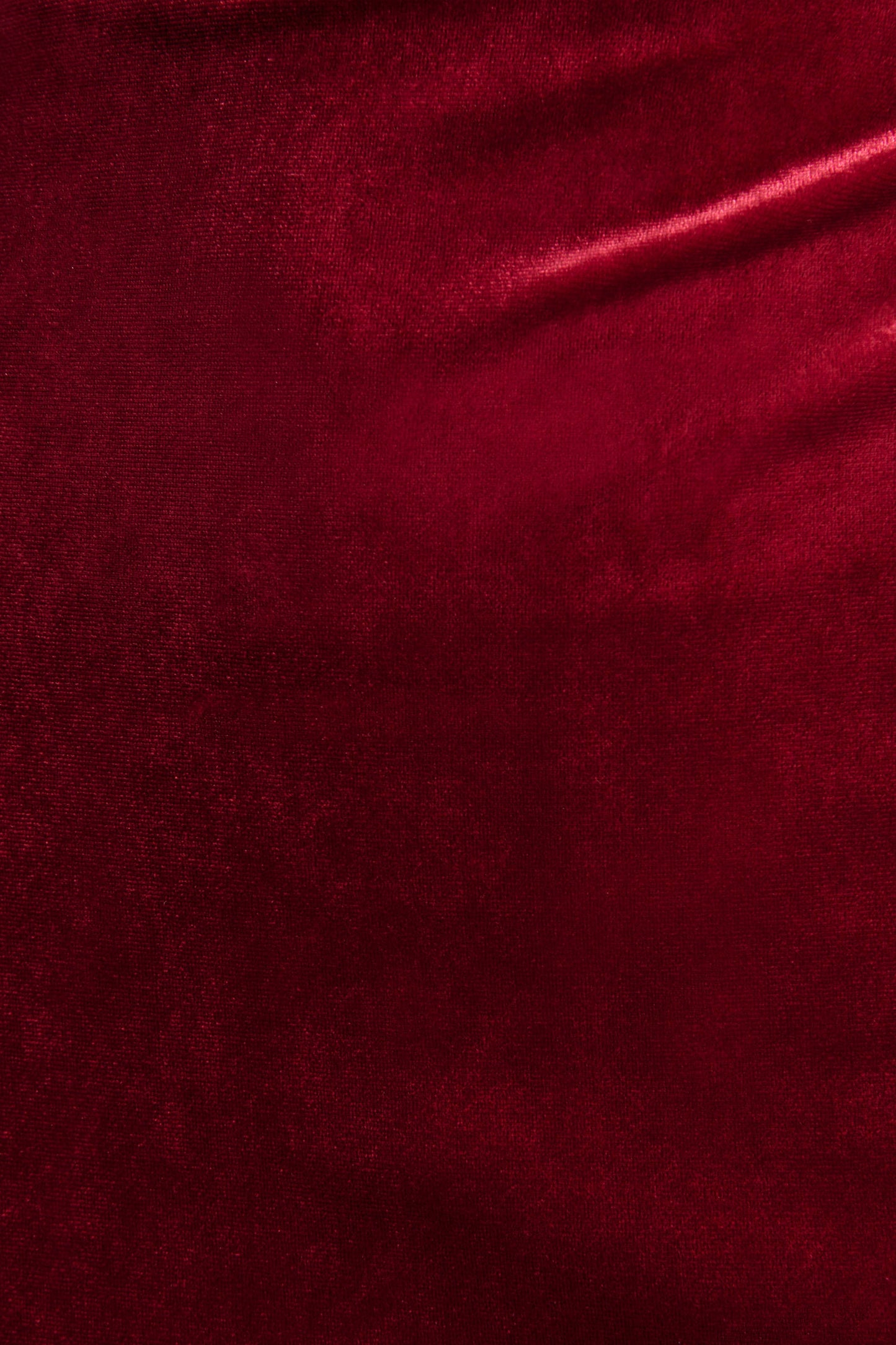 Nivina | Red Velvet High-Neck Midi Dress With Cap-Sleeves