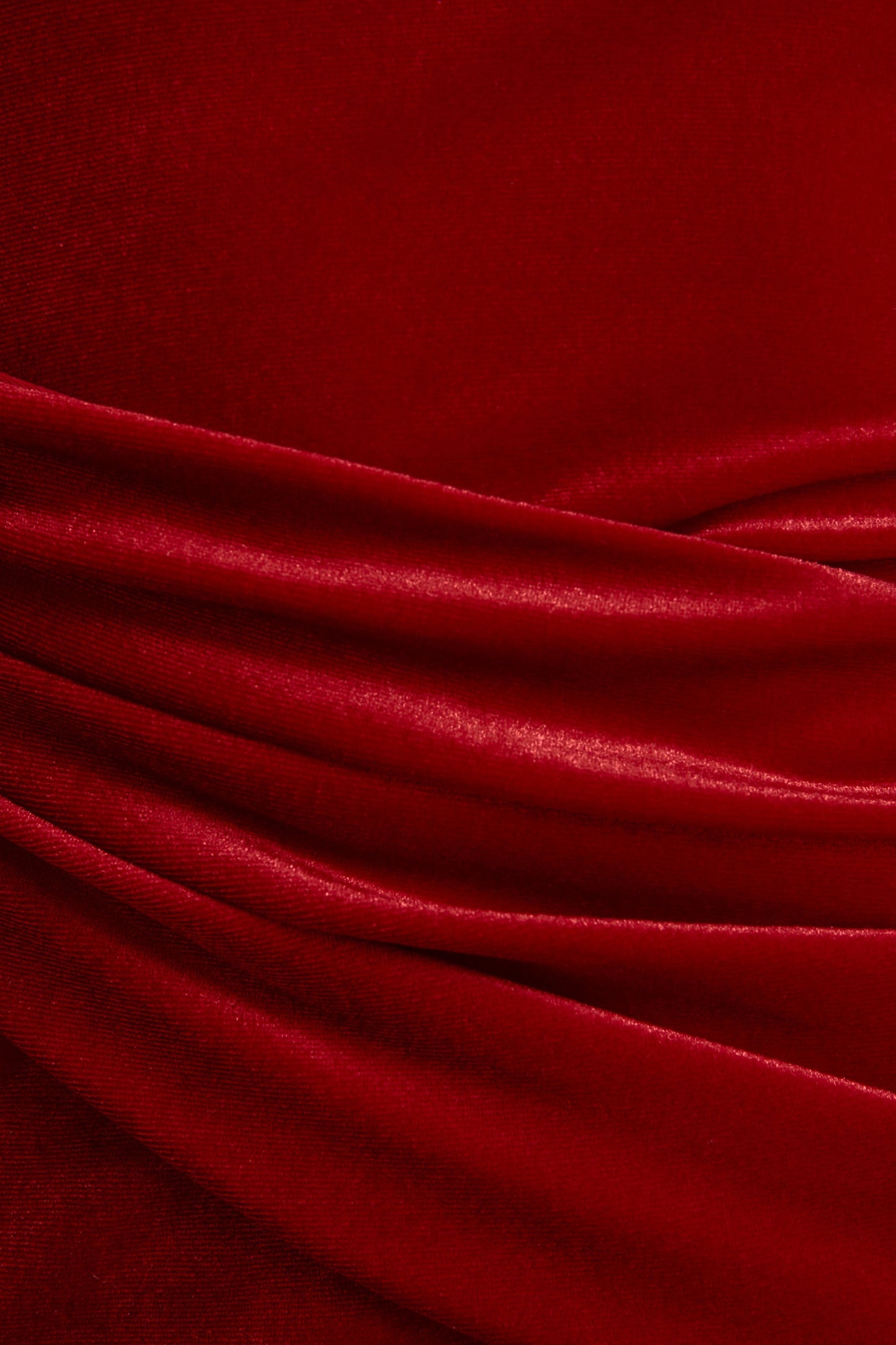 Hadria | Red Velvet Asymmetric-Neck Maxi Dress With Sash-Detail