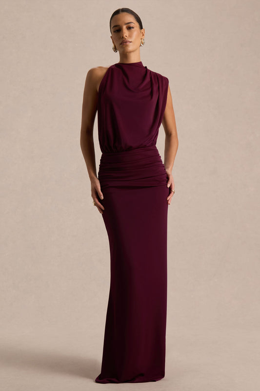 Umaira | Burgundy High-Neck Maxi Dress