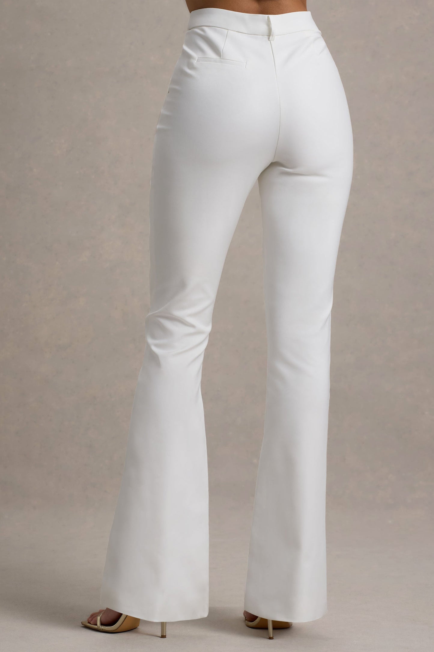 Carina | White Flared-Leg Tailored Trousers