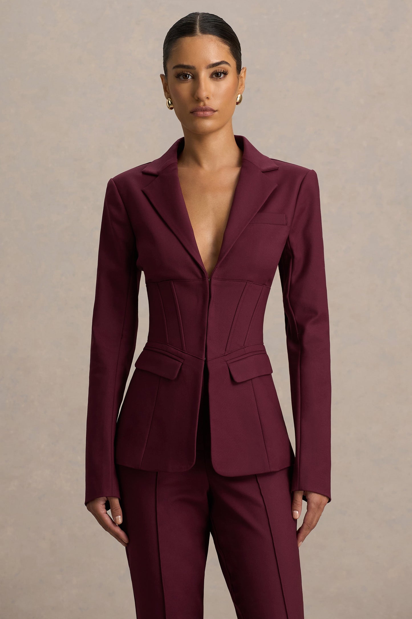 Wonder Woman | Burgundy High Waist Tailored Trousers With Hem Split