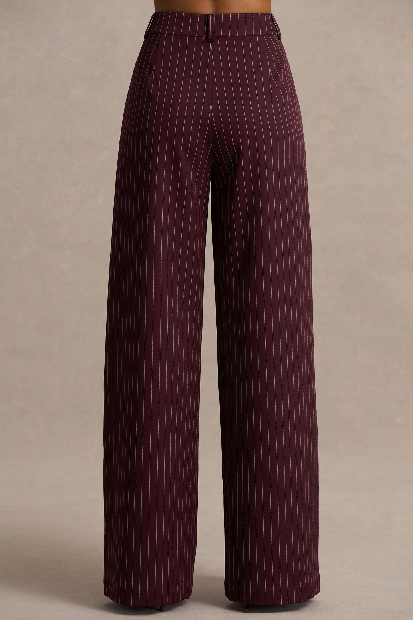 Asteria | Burgundy Pinstripe Wide-Leg Trousers