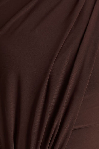 Zadie | Brown High-Neck Maxi Dress With Gathered-Detail