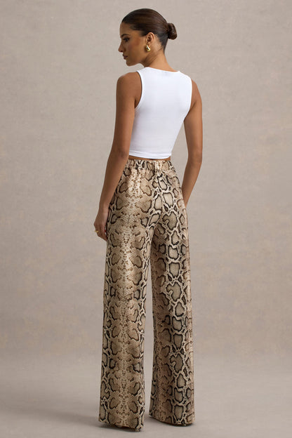 Shaniya | Snake Print Wide-Leg Trousers