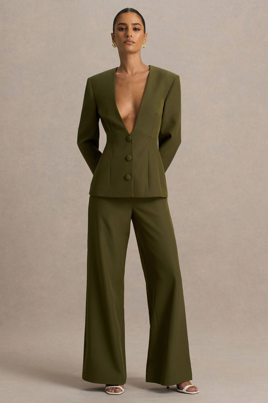 Silvia | Olive Straight-Leg Trousers