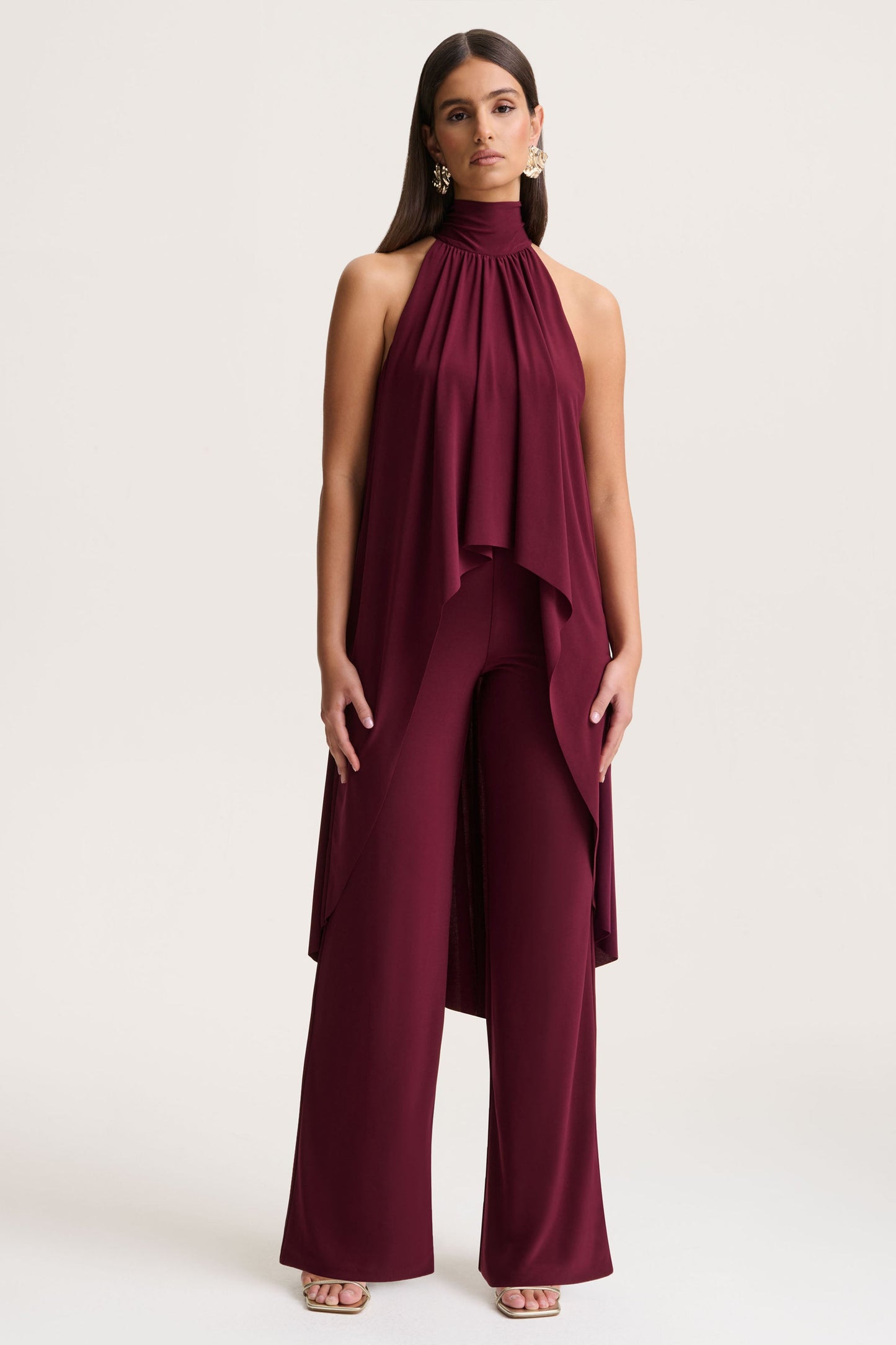 Jadzia | Burgundy Halter-Neck Jumpsuit