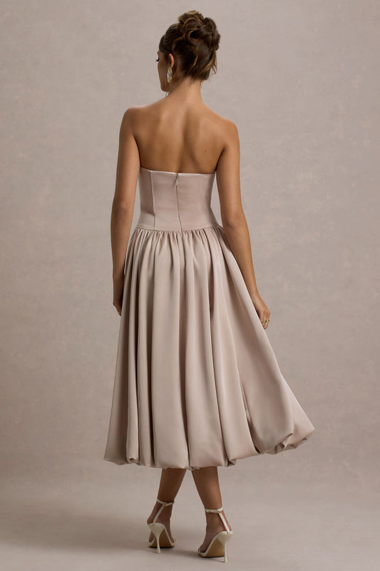 Keyton | Champagne Satin Bandeau Midi Dress