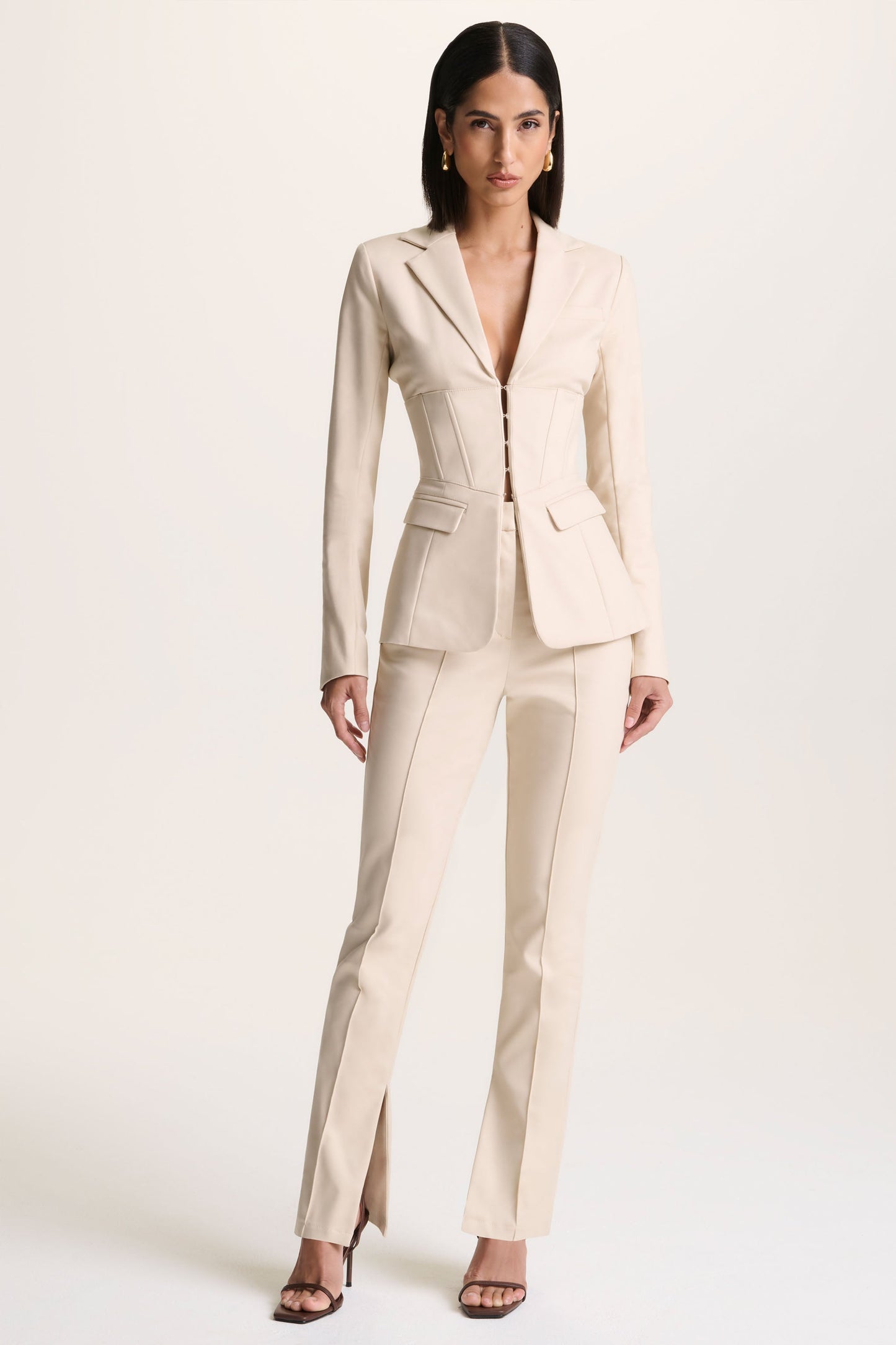 Wonder Woman | Cream High Waist Tailored Trousers With Hem Split