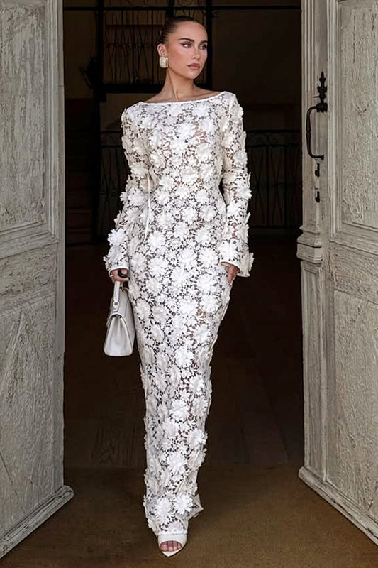 Viper | Cream Lace Long-Sleeve Maxi Dress