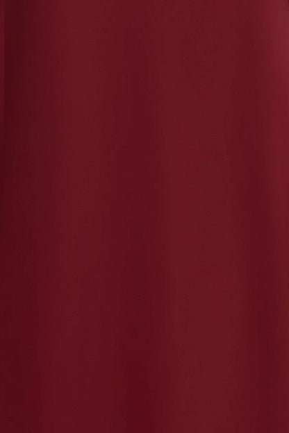 Adella | Burgundy Satin Feather-Trim Maxi Dress
