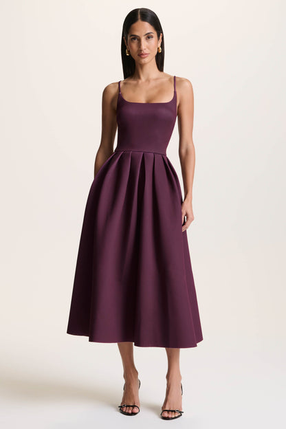 Jamila | Plum Scoop-Neck Midi Dress