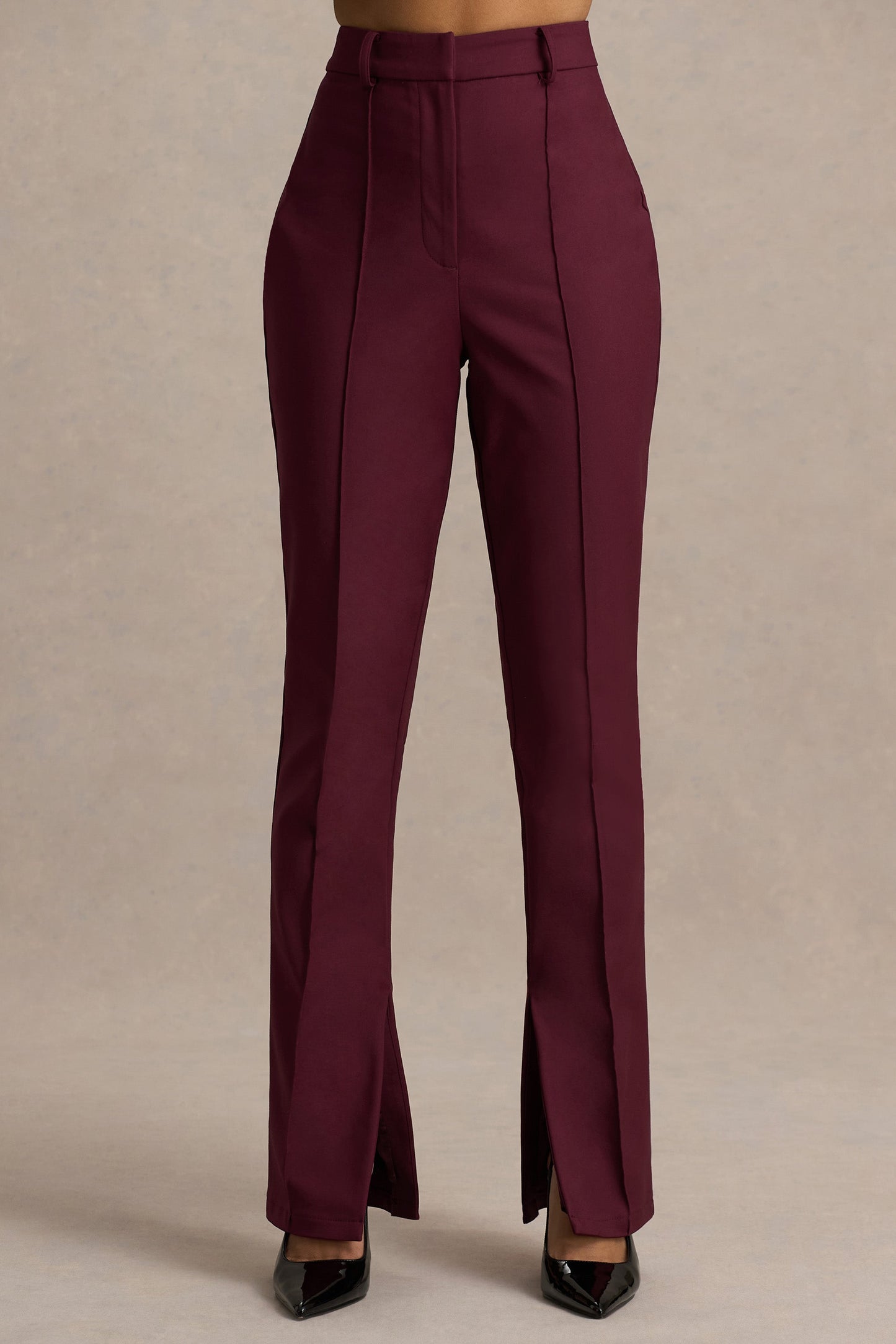 Wonder Woman | Burgundy High Waist Tailored Trousers With Hem Split