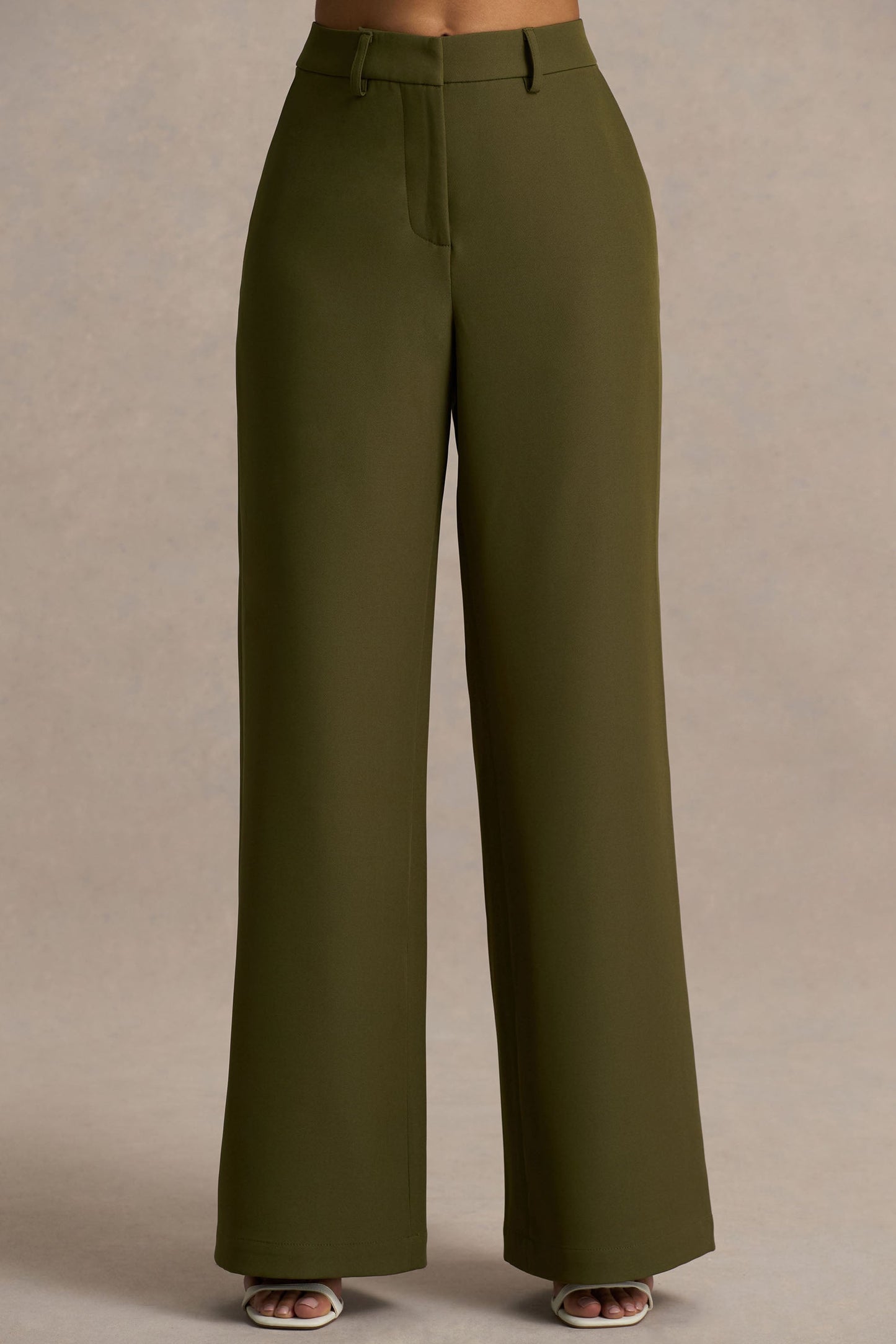 Silvia | Olive Straight-Leg Trousers