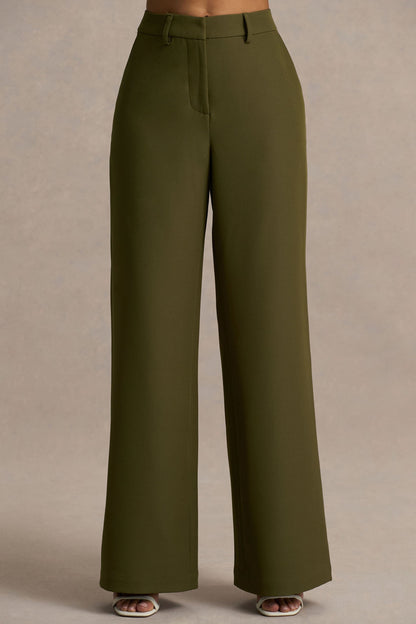 Silvia | Olive Straight-Leg Trousers