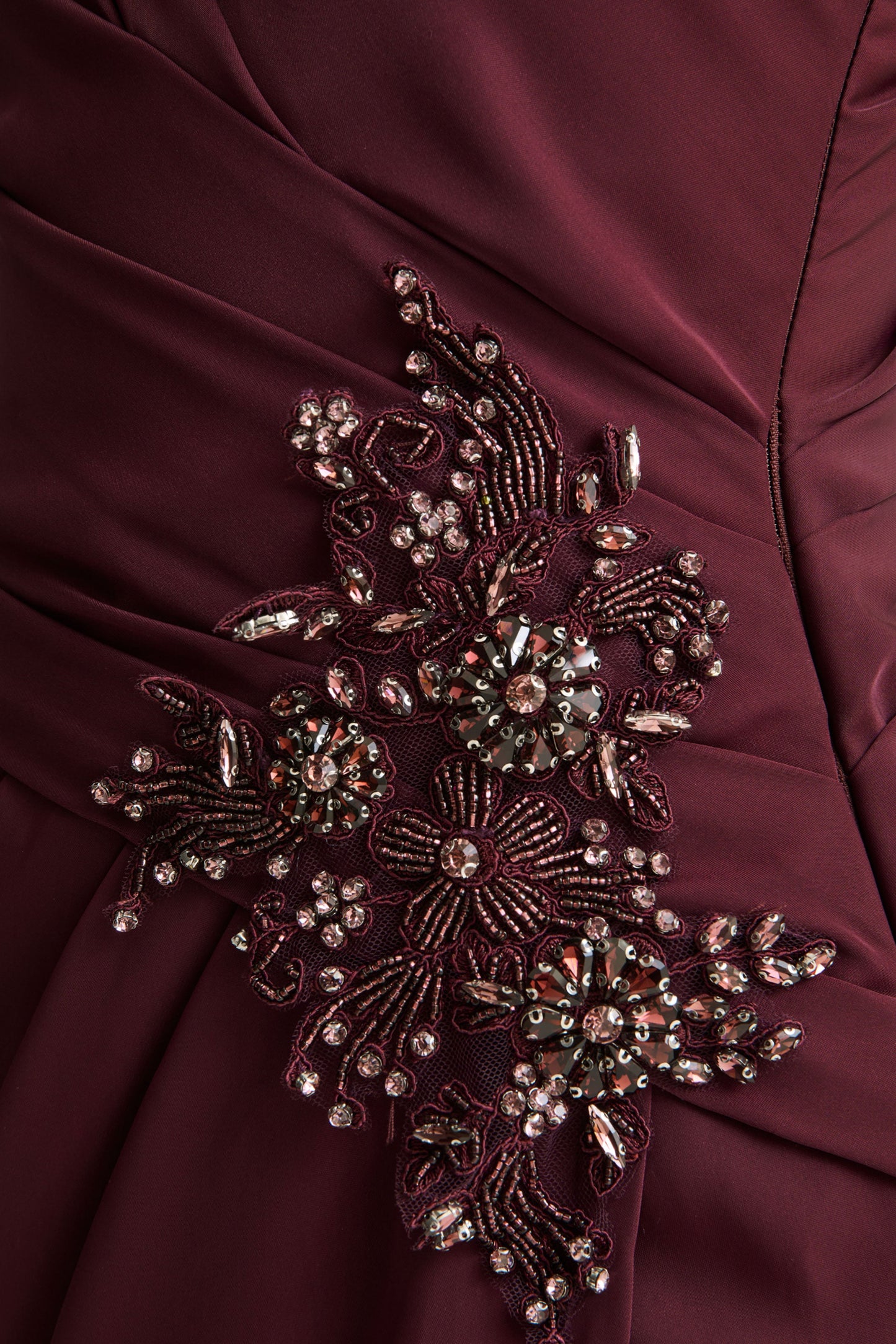 Solace | Dark Plum Asymmetric-Neck Maxi Dress With Front-High Split