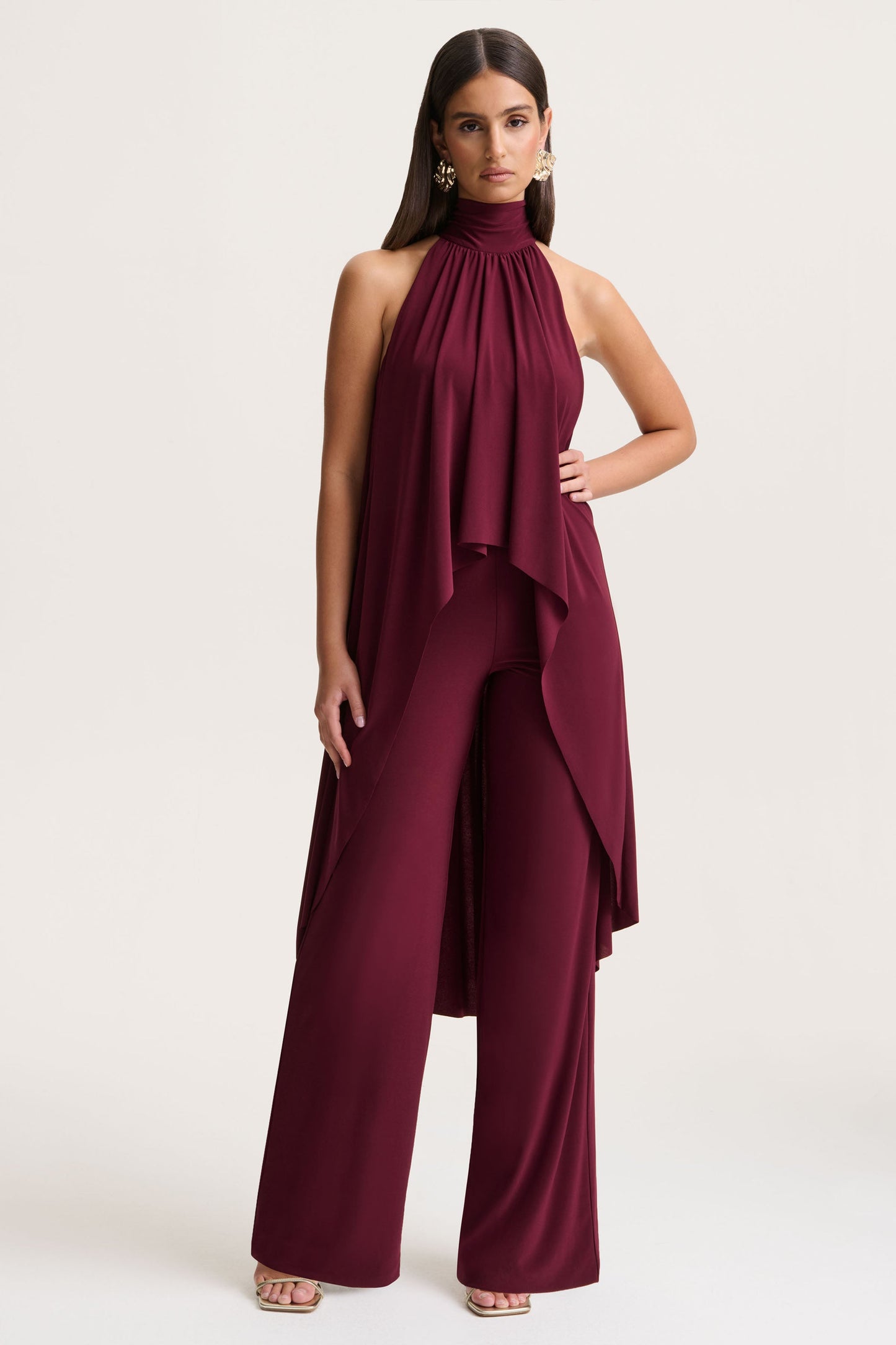 Jadzia | Burgundy Halter-Neck Jumpsuit