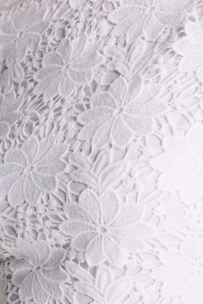 Taffy | White Lace Mini Dress With Satin Puffball Skirt