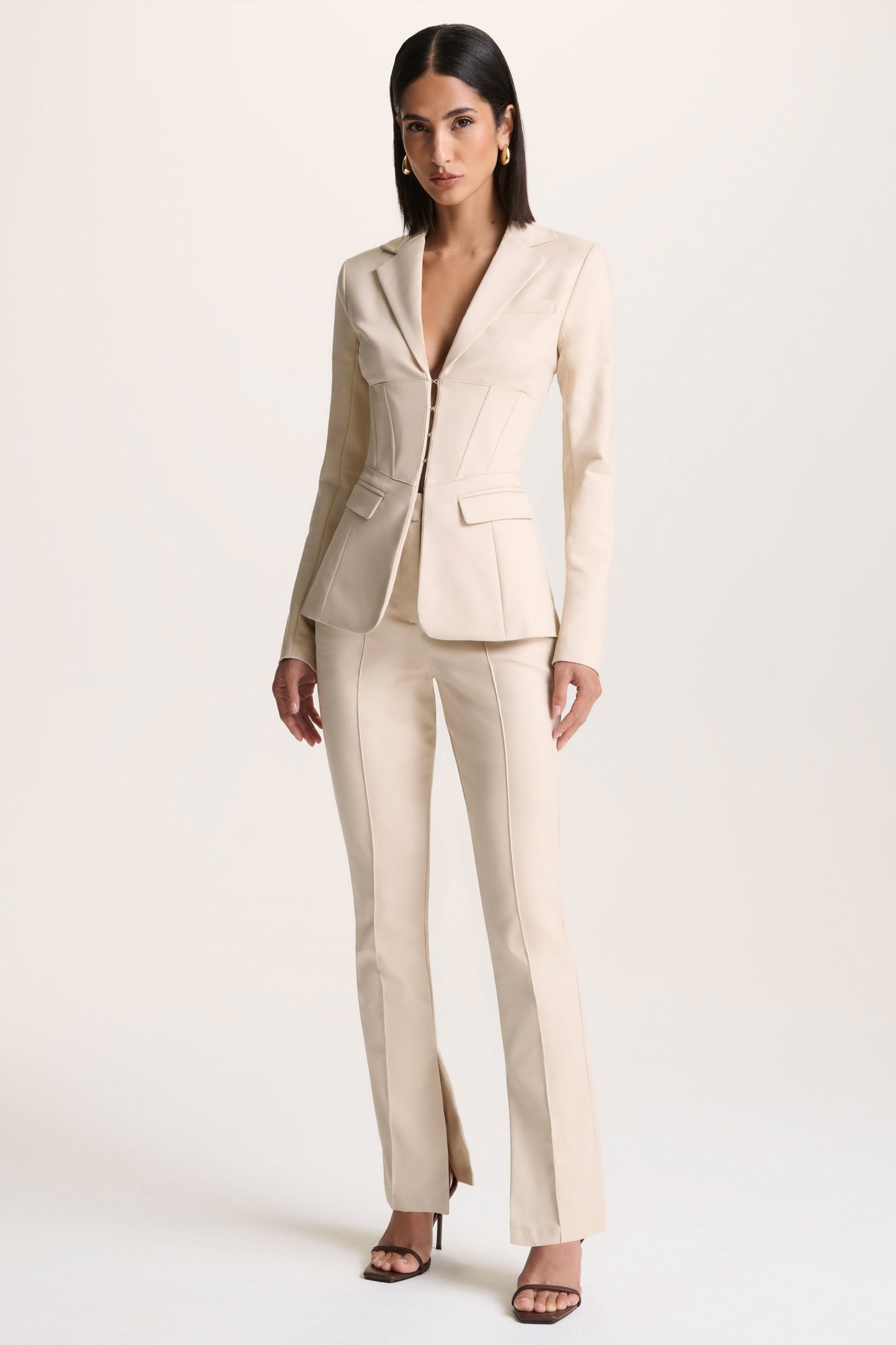 Wonder Woman | Cream High Waist Tailored Trousers With Hem Split