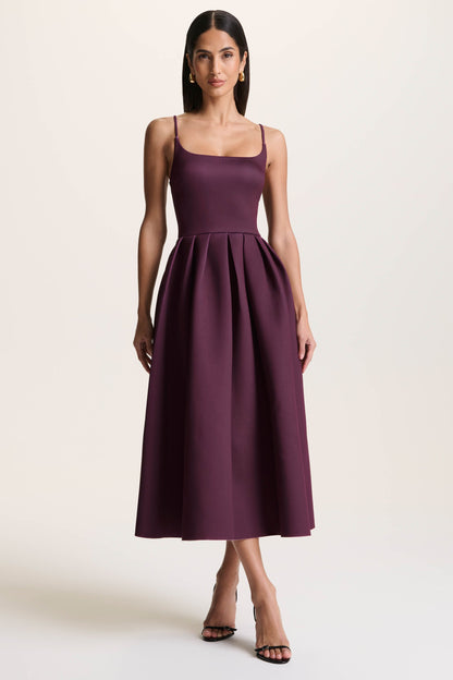Jamila | Plum Scoop-Neck Midi Dress