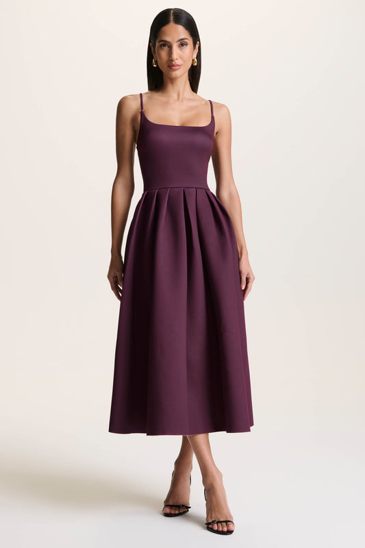 Jamila | Plum Scoop-Neck Midi Dress