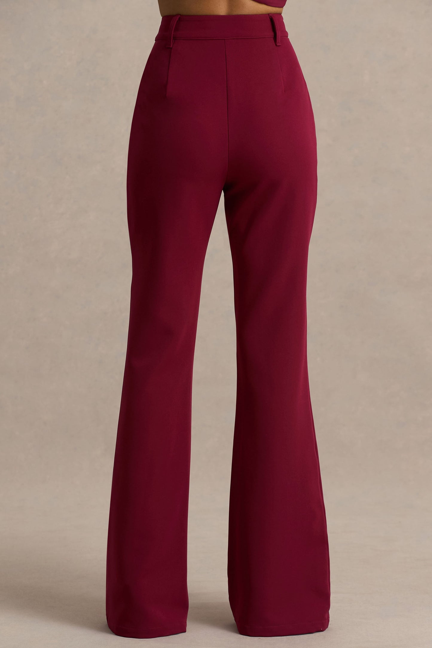 Carina | Burgundy Flared-Leg Tailored Trousers