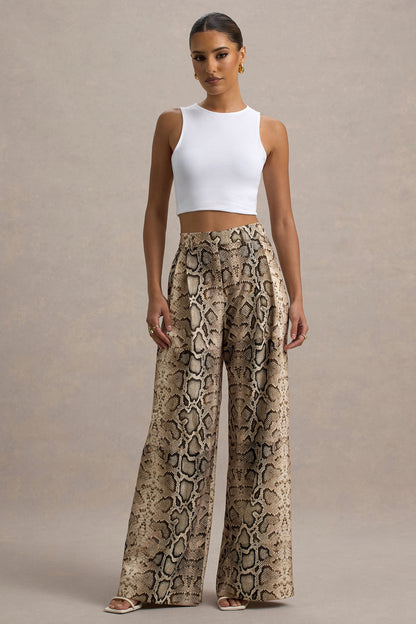 Shaniya | Snake Print Wide-Leg Trousers