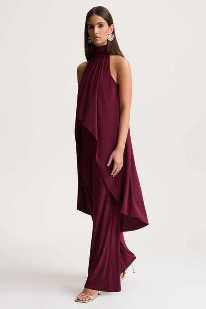 Jadzia | Burgundy Halter-Neck Jumpsuit