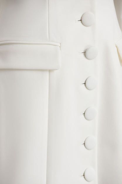 Carmen | White Sweetheart-Neck Tailored Mini Dress