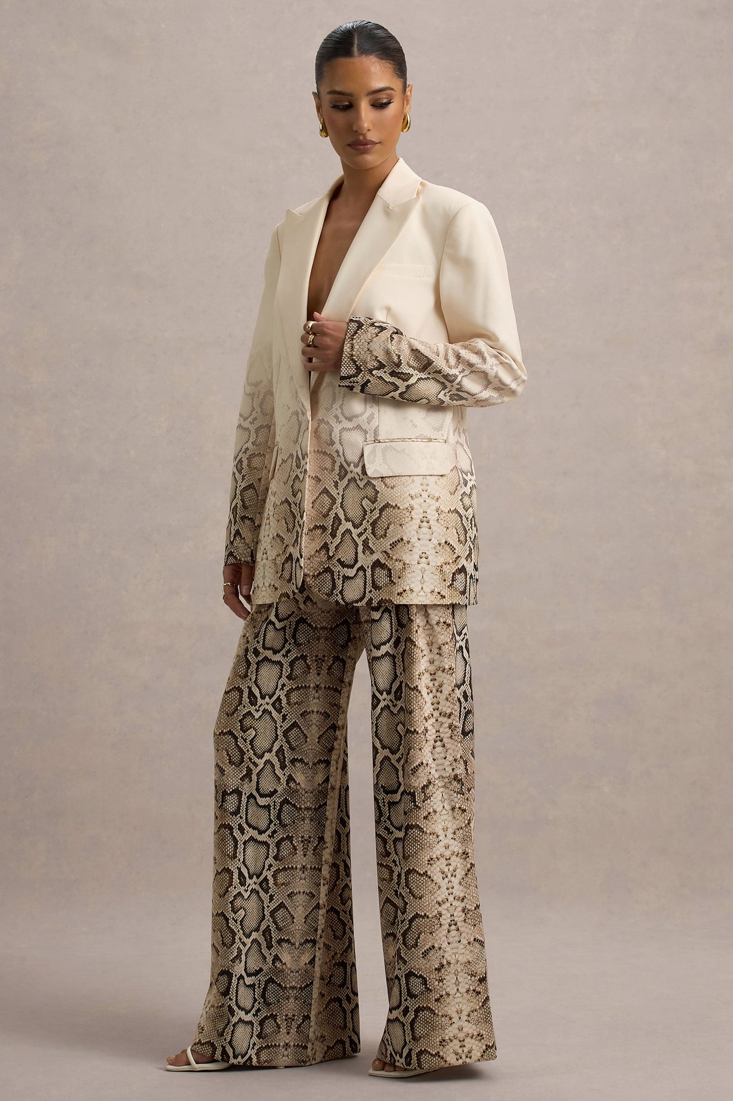 Shaniya | Snake Print Wide-Leg Trousers