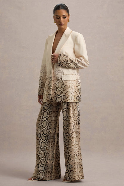 Shaniya | Snake Print Wide-Leg Trousers