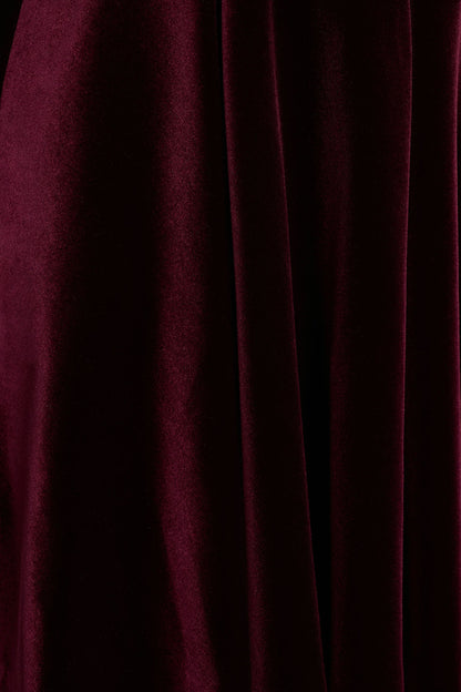 Mina | Burgundy Velvet And Satin Bandeau Skater Mini Dress