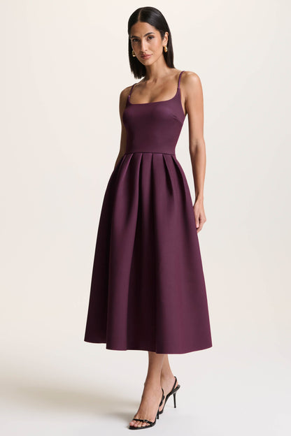 Jamila | Plum Scoop-Neck Midi Dress