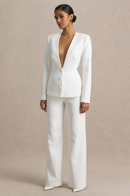 Silvia | White Straight-Leg Trousers