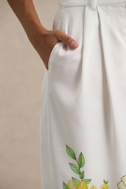 Louise | Sunflower Print Wide-Leg Trousers