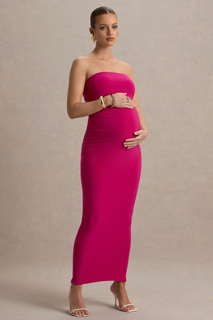 Juniper | Hot Pink Strapless Maternity Maxi Dress
