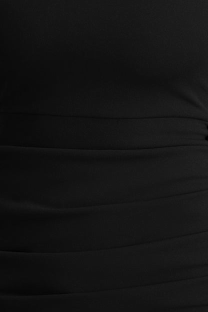 Zaya | Black Long Sleeve Mini Dress With Drape