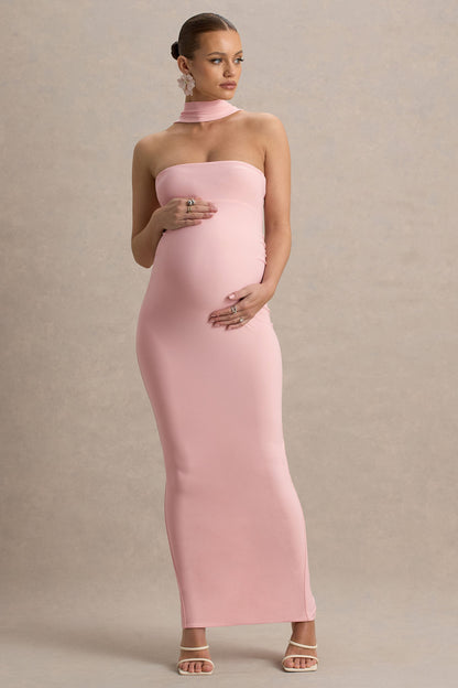 Glaze | Pink High-Neck Maternity Maxi Dress