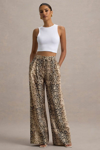 Shaniya | Snake Print Wide-Leg Trousers