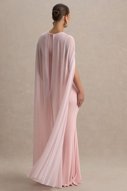 Currant | Pink Crew-Neck Maternity Maxi Dress With Cape