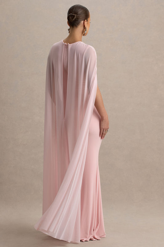 Currant | Pink Crew-Neck Maternity Maxi Dress With Cape