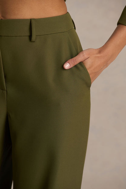 Silvia | Olive Straight-Leg Trousers