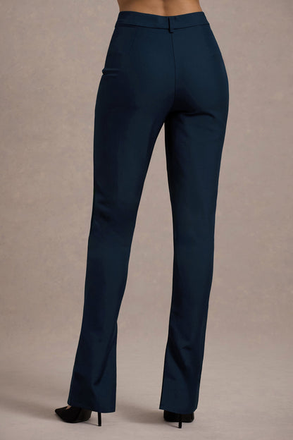 Wonder Woman | Navy High Waist Tailored Trousers With Hem Split