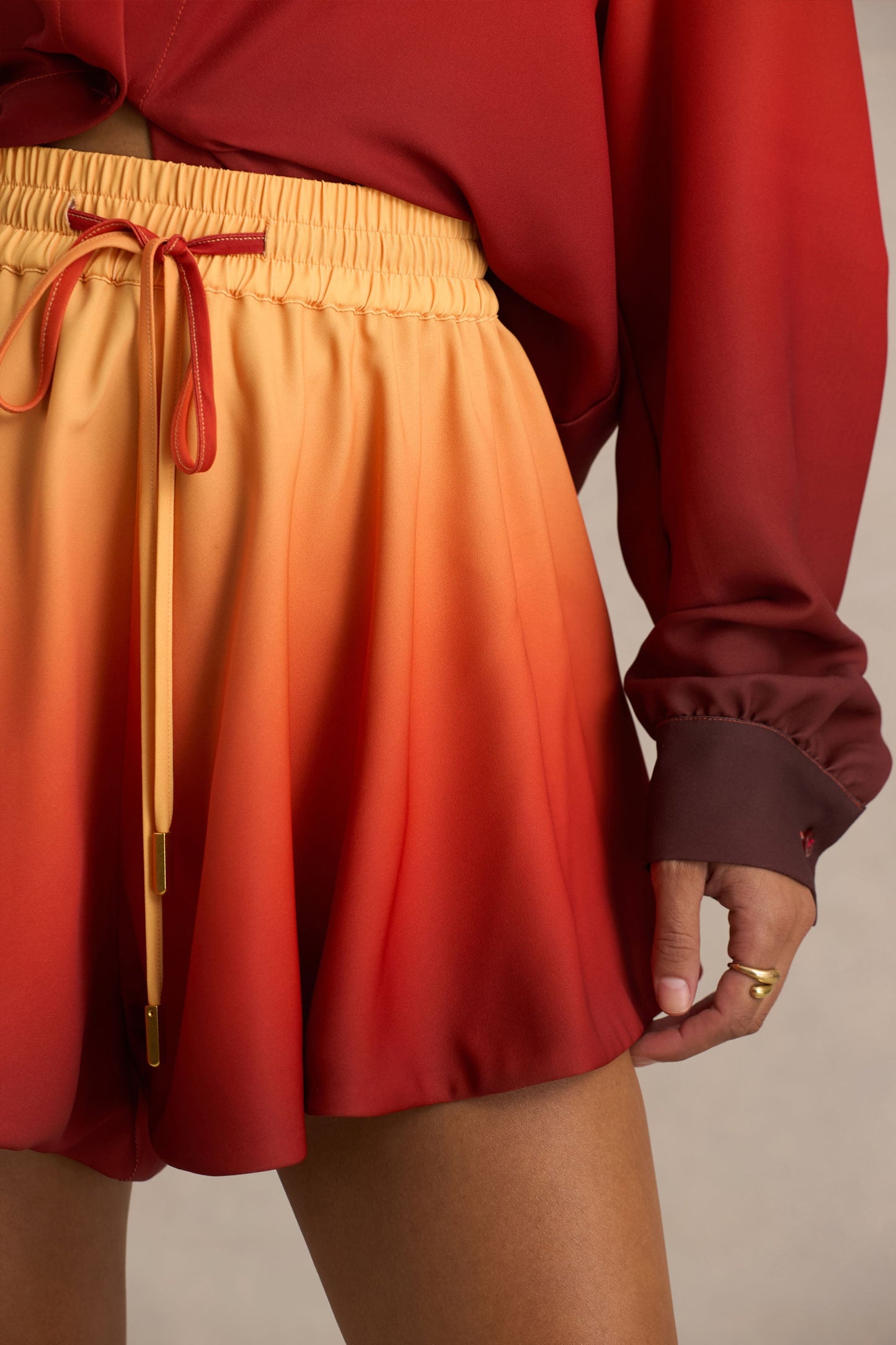 Gold Coast | Ombre Satin Shorts with Draw-String Detail